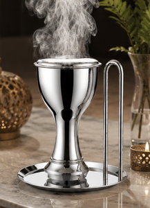 Luxury Metal Bakhoor <b>Burner</b> with Handle and Tray Arabic <b>Incense</b> Censer for Home Fragrance Oud and Decorative Tabletop Display - Product Image 5