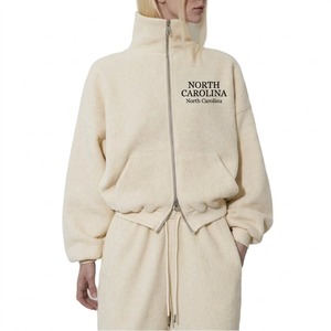 Street Casual Wear Womens Cropped Zip Up Jacket High Neck Sweatshirt Loose Fit Fleece Tracksuit Two Piece <b>Set</b> Streetwear Fashion - Product Image 5