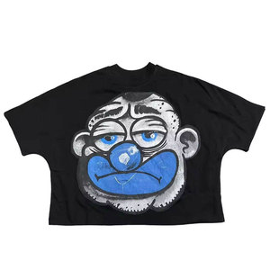 T-shirt noir surdimensionné pour homme avec imprimé graffiti dessiné à la main, col rond, manches courtes, style streetwear, 100% coton jersey - Product Image 6