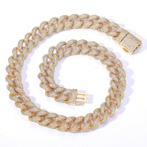 Collier chaîne cubaine de luxe en moissanite et diamant pour hommes et femmes, or 14 carats, cadeau disponible, meilleur prix - Product Image 1