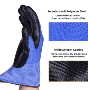 Gants de sécurité légers et respirants en nitrile enduit de PU, en nylon tricoté, pour mécaniciens, ateliers d'assemblage et travaux quotidiens - Product Image 3