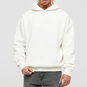 Sudadera con Capucha Blanca Sólida para Hombre, Corte Regular, Informal, con Bolsillo Tipo Canguro - Product Image 3