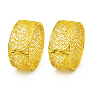 Brazalete de Moda al por Mayor, Chapado en Oro de 14K, 18K, 24K, Estilo Dubái, Joyería Árabe Nupcial, Brazalete Kada Abrible, Latón, Oro, Joyería - Product Image 1