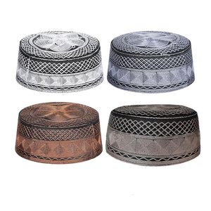 Chapeau de prière musulman Kufi pour hommes, casquette brodée avec motif de crâne islamique, bonnet, couvre-chef de prière arabe, omanais, turc, cadeau de l'Aïd, en soie et coton - Product Image 2