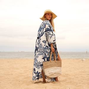 Kimono indien imprimé à la main, costumes pour femmes, vêtements de nuit, robe de plage, peignoir, robe de bain, motif floral, fabricant OEM et vente en gros - Product Image 1