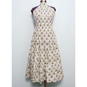 Robe Midi Moulante en Coton à Motifs Floraux Moderne de Haute Qualité pour Femme, Magnifique, Col Halter, Dos Nu, Sans Manches, Respirante et Écologique - Product Image 1