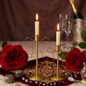 Gold Tapered Metal Candlestick <b>Holder</b> Straight Shape Durable Heat Resistant For Home Valentine's Day Decoration - Product Image 1