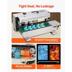 Sigillatrice a Nastro Continuo con Controllo Digitale della Temperatura, Larghezza di Sigillatura 0.24-0.47 Pollici/6-12 mm, Sigillatrice Orizzontale a Nastro per - Product Image 4