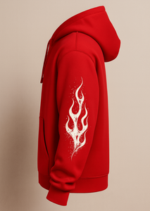 Sudadera con Capucha Roja para Hombre, Tejida, Impermeable, Antiencogimiento, con Cierre y Diseño Gráfico LATITUDE en las Mangas - Product Image 2