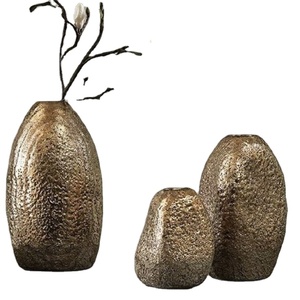 Set of 3 Farmhouse Antique Aluminum Flower Vase Home Decor Table <b>Top</b> <b>Top</b> Quality With Embossing Design - Product Image 1