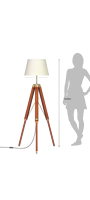 Lampadaire en bois moderne et durable Q G, gain de place, avec abat-jour en tissu jaune et étagères de présentation pour salon et décoration intérieure
