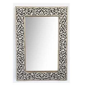Espejo Decorativo Geométrico Floral con Incrustaciones de Hueso Azul Hecho a Mano para Montar en la Pared, Ideal para Pasillo, Sala de Estar, Dormitorio o Entrada - Product Image 4