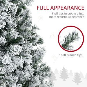 210 cm 9FT Prelit Artificial Christmas <b>Tree</b> Flocked Snow Frosted Branches Warm White <b>LED</b> Lights Auto Open for Decorations - Product Image 6