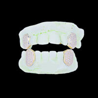 Grillz en argent sterling plaqué or avec diamants Moissanite taille brillant, micro-incrustation, unisexe, style Hip Hop, crocs de vampire, pour boîte de nuit