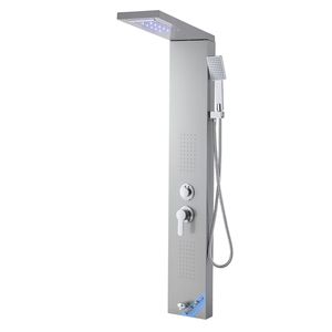 53 Brushed Stainless Steel <b>Shower</b> Column 5 Function Tower System Rainfall Waterfall <b>Shower</b> Head LED Fau-<b>Shower</b> Room <b>Accessories</b> - Product Image 1