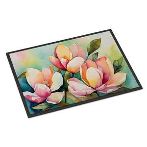 Mississippi Magnolia Watercolor Doormat Non-Slip Indoor <b>Outdoor</b> Entryway Rug Low Pile 24H X 36W Washable Front Door <b>Mat</b> - Product Image 1