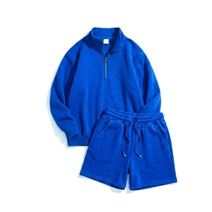 Ensemble sweat-shirt et short pour femmes grande taille, col zippé, coton respirant de haute qualité, vêtements décontractés pour femmes, logo personnalisé - Product Image 5