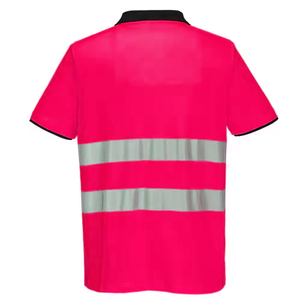 เสื้อโปโลสะท้อนแสงคุณภาพสูง สีตัดกัน ปลอดภัย สีเขียว แขนสั้น แบบเรียบ - Product Image 4