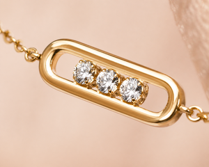 Minimalist Yellow Gold Bracelet with Baguette Cut Natural Diamonds and White Side <b>Stones</b> Women's Everyday Wear - Product Image 3