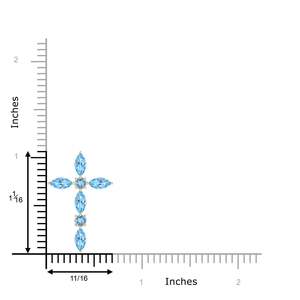 5x2.5MM Marquise & 2.5MM Round Cut 0.78Ct Aquamarine Cross Shape <b>Pendant</b> 14K 18K <b>Solid</b> <b>Gold</b> Unisex Christmas Gift Cross <b>Pendant</b> - Product Image 3