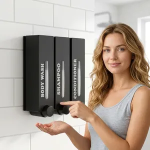 Three in one Liquid Soap <b>Dispenser</b> Wall Mounted ABS <b>Shampoo</b> <b>Conditioner</b> <b>Dispenser</b> 350 mL Manual - Product Image 3