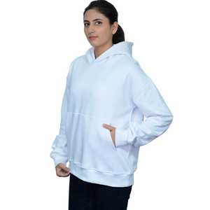 Sudaderas con Capucha y Sudaderas Lisas de Algodón Teñido de Primera Calidad, de Alta Calidad, Color Blanco Puro, Estilo Urbano - Product Image 5