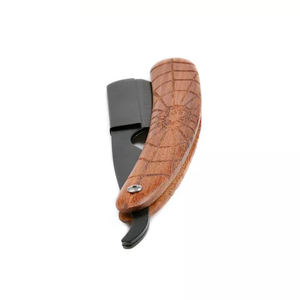 Juego de afeitado profesional de 1 pieza de acero inoxidable con mango de madera y cuchilla única, logotipo personalizado para el cuidado facial y corporal masculino - Product Image 5