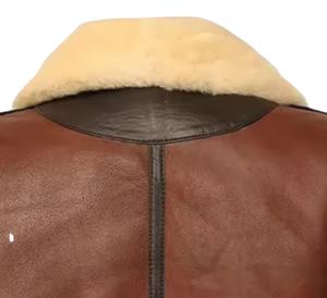 Chaqueta de cuero genuino de calidad superior, forro de piel sintética cálido superior, venta al por mayor, chaqueta de invierno de estilo aviador personalizable para hombre - Product Image 5