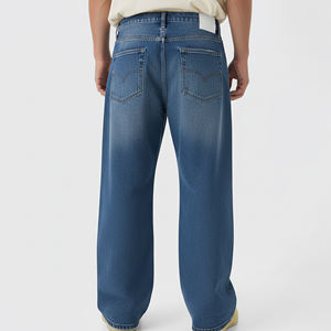 Jeans de Hombre de Alta Calidad, Estilo Retro, Desgastados, de Pierna Recta y Ancha, Estilo Hip Hop, Bordados, Rotos, Lavados, Azules, Holgados - Product Image 2