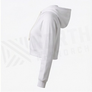 Sudadera con Capucha Corta de Felpa de Algodón Grueso para Mujer, Sudadera de Invierno con Bordado Frontal y Estampado Puff - Product Image 3