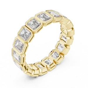 แหวนเพชรทรงเหลี่ยมมรกตแบบฝังขอบเพชร ดีไซน์อีเทอร์นิตี้ ทองคำแท้ 10K 14K 18K สำหรับทั้งชายและหญิง น้ำหนักรวม 3.40 กะรัต สี E สไตล์อาร์ตเดโค เหมาะสำหรับเป็นของขวัญ - Product Image 2