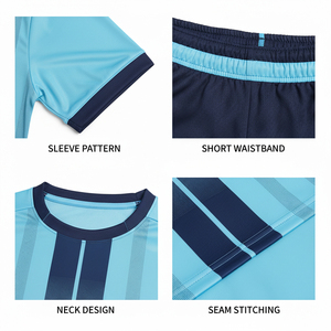 Uniforme de Fútbol Personalizado de Verano, 100% Poliéster, Camiseta y Pantalones Cortos Transpirables de Secado Rápido con Número y Nombre Impresos, Cintura Elástica - Product Image 6