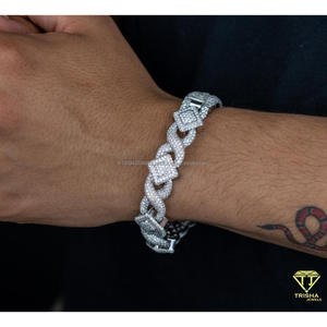 Premium Hip Hop Moissanite Diamond <b>Bracelet</b> Made with 925 Sterling Silver Featuring Interlocking <b>Infinity</b> Links and Iced Finish - Product Image 5