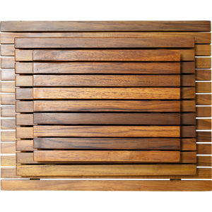 Wooden Rectangular <b>Table</b> Mat With Non-Slip Feature Oriental Design For Tea Serving - Product Image 2