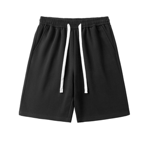 Shorts Bermuda en Coton Noir Uni pour Hommes avec Cordon de Serrage, Vêtements Décontractés, Shorts Courts pour Hommes, Shorts de Sport pour Hommes, Shorts de Course pour Hommes - Product Image 1