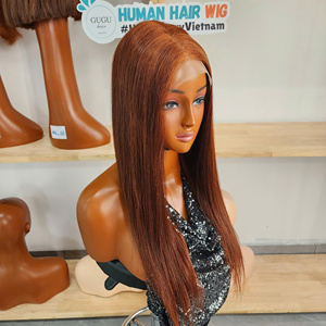 20 Inch Transparent Lace Front Pre Plucked <b>Brown</b> Color Glueless Wig 100% Vietnamese Virgin Human Hair <b>Medium</b> Cap for Women - Product Image 3