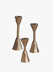 Hammered Metal Candlestick Set Artisan Taper Candle Holders <b>Rustic</b> <b>Table</b> Decor Distinctive Home Styling - Product Image 3