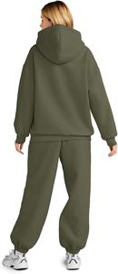 Ensemble de survêtement deux pièces pour femmes, sweat-shirt et pantalon, tissu doux, coupe décontractée, tenue de sport moderne pour la saison hivernale - Product Image 4