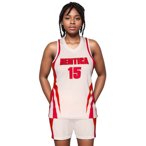Conjunto completo de uniformes de baloncesto para mujer, camiseta y pantalones cortos personalizados, equipación de baloncesto sublimada de calidad profesional para equipos femeninos - Product Image 4