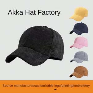 Gorro de Béisbol Cálido para Otoño e Invierno, Tela de Pana con Logotipo Impreso, Bordado de Letras, Gorro Personalizable con Estampado - Product Image 3