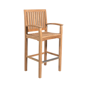 เก้าอี้บาร์ทำจากไม้สักเกรดหนึ่งสำหรับชานบ้านและคาเฟ่ - Product Image 1