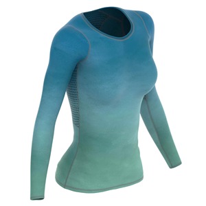 Haut de compression respirant de haute qualité pour femmes, personnalisé, pour le fitness et le sport, imprimé par transfert thermique, 100 % polyester, col en V, coupe courte - Product Image 6