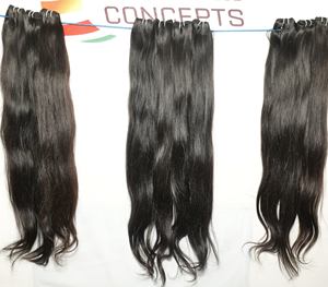 Vente en gros Extensions de cheveux humains bouclés noirs vierges de l'Inde Faisceaux de cheveux humains bruts, droits, soyeux et sans Tengle, bon marché - Product Image 6