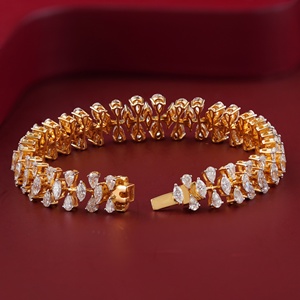 14K Rose <b>Gold</b> Pear Marquise Lab Grown Diamond Tennis Bracelet-7.71 CT - Product Image 1