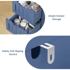 Bathroom <b>Storage</b> Cabinet Free Standing <b>Narrow</b> 4 Drawer Organizer for Entryway Living Room Bedroom Blue - Product Image 5