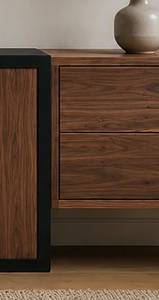 Mueble de TV Moderno Industrial de Nogal con Estructura Metálica, 4 Cajones y Estante Abierto, Consola de Almacenamiento Multimedia para Sala de Estar, Proveedor de Muebles - Product Image 3