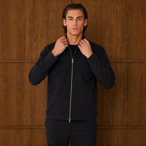 Men's Beige Denim Racer <b>Jacket</b> Quick Dry Zipper Closure Turn-down Collar <b>Smart</b> <b>Casual</b> Fit Regular Sleeve Solid Color Front Logo - Product Image 5
