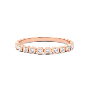 Bague de mariage et d'anniversaire empilable en or massif 18 carats avec diamant de laboratoire taille princesse, clarté DEF VS VVS, sertie clos minimaliste, bijoux - Product Image 2