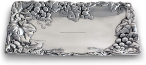 Plateau de service 6 pouces X 12 pouces de la meilleure qualité en aluminium moulé au sable poli à la main Design artisanal sans ternissement - Product Image 2