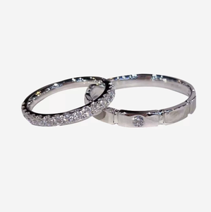 Platinum Plated Moissanite <b>Couple</b> <b>Ring</b> Set Round and Square Envelope Design Wedding Party Jewelry - Product Image 1